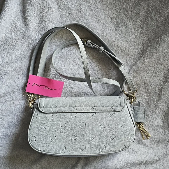 Betsey Johnson Blue Aura Skull Embossed Shoulder Bag - Picture 2 of 5